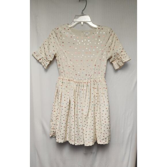 Gymboree Cream Metallic Polka-Dots Colored Fit & Flare Dress Size 12 - Picture 3 of 6